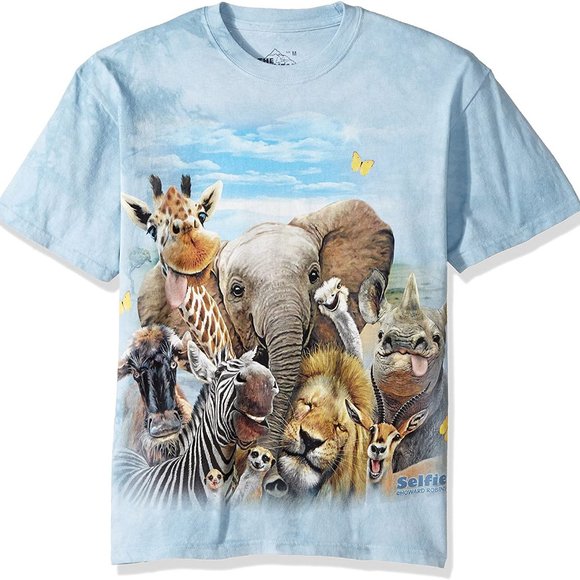 The Mountain African Selfie Giraffe Zebra Lion Meercat Elephant T-Shirt S-3X - Picture 2 of 5